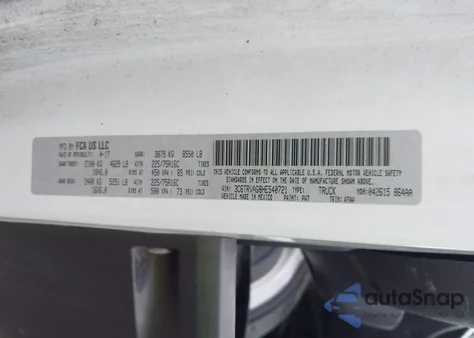 2017 Ram Promaster 1500 Low Roof 136 Wb z USA, uszkodzony, nr VIN 3C6TRVAG8HE540721